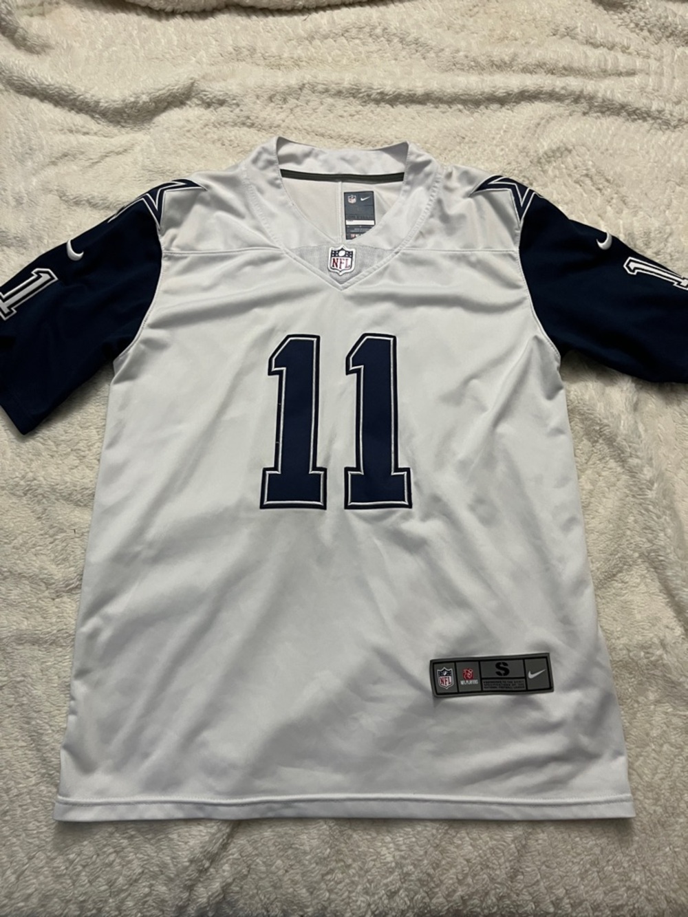 Nike Men’s #11 White and Navy Football Jersey